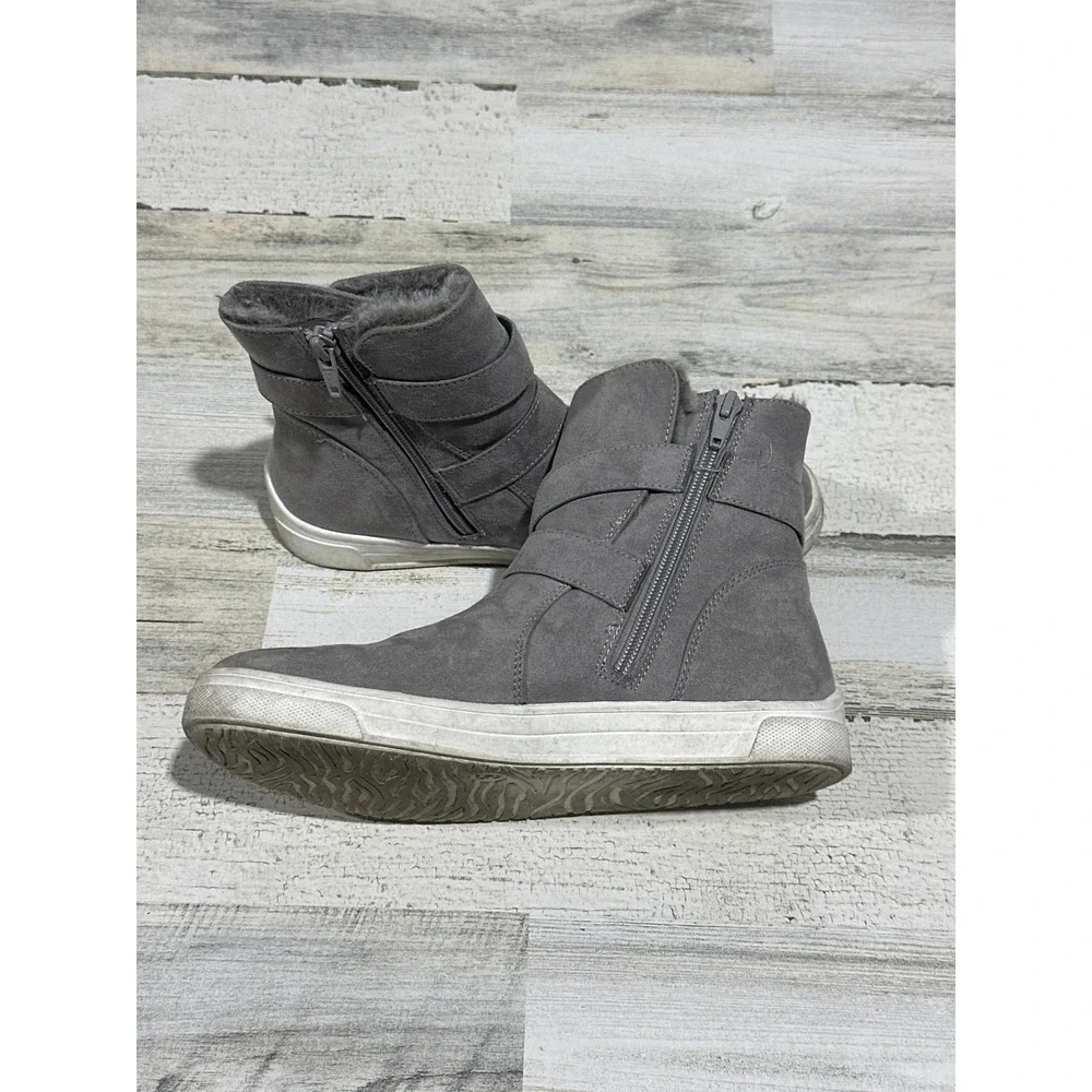 Target Cat‎ & Jack Boots Girls 5 Gray Faux Fur Moto Sneaker Boots